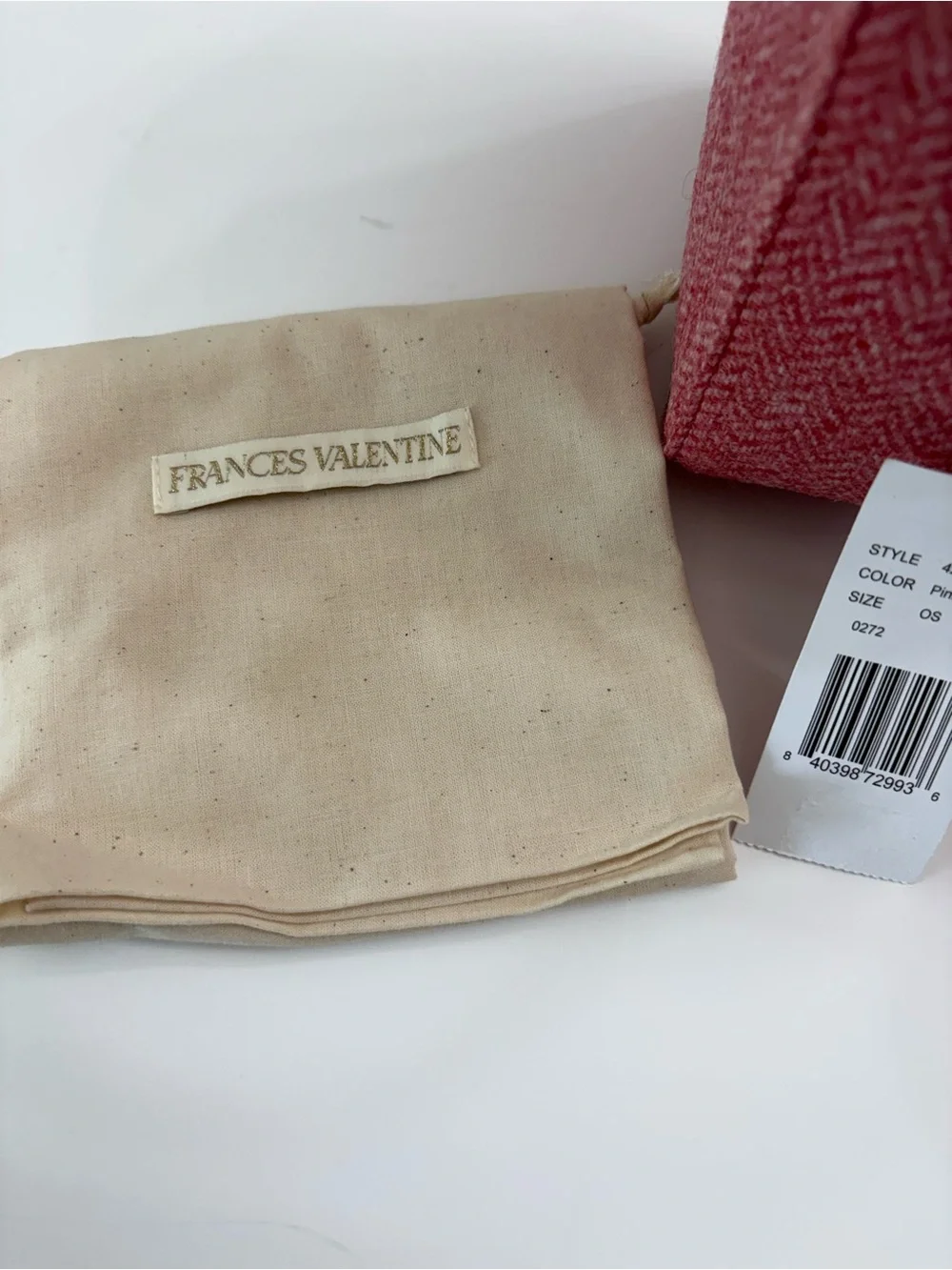 Frances Valentine Pink Wool Herringbone Boxy Satchel Bag